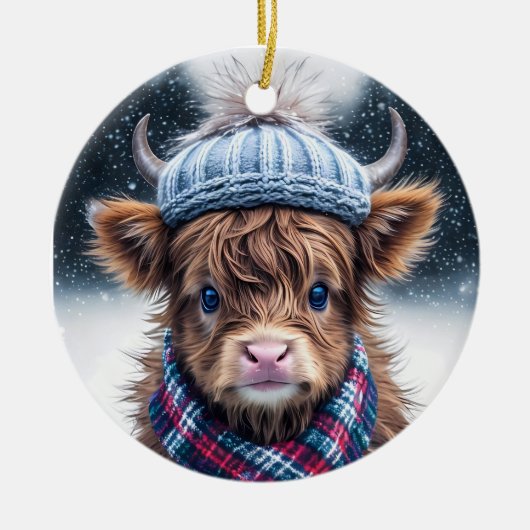 Schattigee banyard koe dier Rustieke boerderij lan Keramisch Ornament (Voorkant)