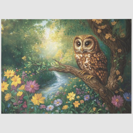 Schattigee Barn Owl Enchanted Forest Decoupage Tissuepapier (Voorkant)