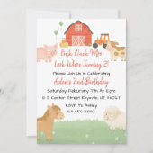 Schattigee Barnyard Animal 2e Verjaardag Uitnodige Kaart (Voorkant)