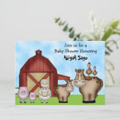 Schattigee Barnyard Boerderij Animal Baby Shower U Kaart (Staand voorkant)