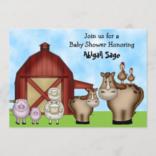 Schattigee Barnyard Boerderij Animal Baby Shower U Kaart