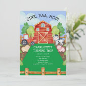 Schattigee Barnyard Boerderijdieren 2e Verjaardags Kaart (Staand voorkant)