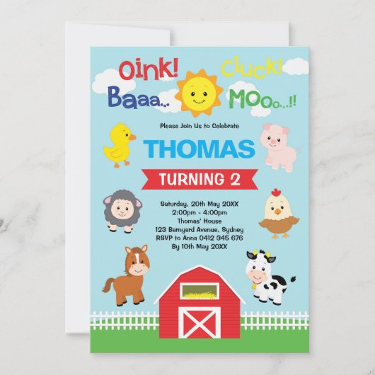 Schattigee Barnyard Verjaardag Petting Farm Animal Kaart (Voorkant)