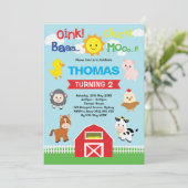 Schattigee Barnyard Verjaardag Petting Farm Animal Kaart (Staand voorkant)