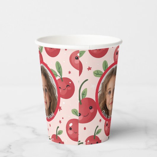 Schattigee Barry Custom foto en naam Papier Papieren Bekers (Rechts)