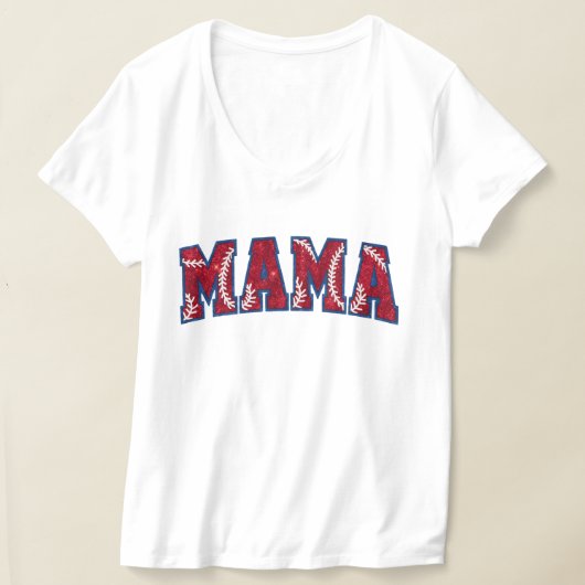 Schattigee Baseball Mama woordkunst T-shirt (Laagn)