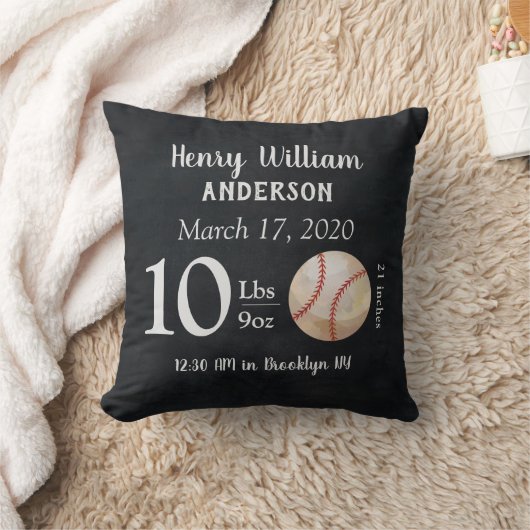 Schattigee Baseball Sportbal Baby Geboortestatisti Kussen (Deken)
