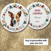 Schattigee Basenji Kerst Afbeeldingen krans Keramisch Ornament