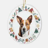 Schattigee Basenji Kerst Afbeeldingen krans Keramisch Ornament (Links)