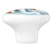 Schattigee Basenji Winter Waterverf Art Keramische Knop (Zijkant)