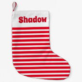 Schattigee Basic Stripes Rood en wit Custom Name P Kleine Kerstsok (Voorkant)