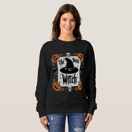 Schattigee  Basic Witch Halloween Hoodie Pumpkins Trui (Voorkant volledig)