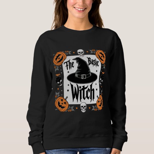 Schattigee  Basic Witch Halloween Hoodie Pumpkins Trui (Voorkant)