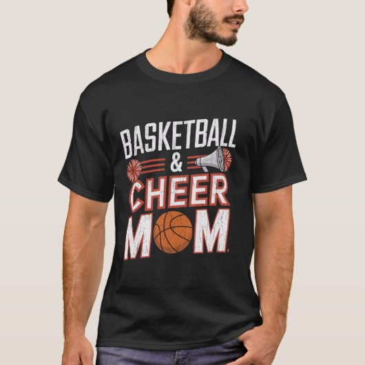Schattigee basketbal juichen moeder basketbal en j t-shirt (Voorkant)