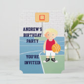 Schattigee Basketbal kinderen Verjaardagsfeestuitn Kaart (Staand voorkant)