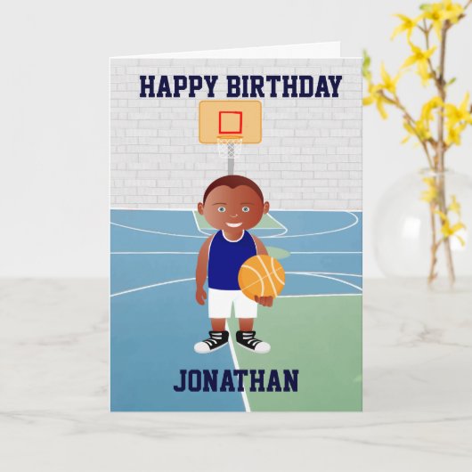 Schattigee basketbalspeler kaart (Gele Bloem)