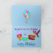 Schattigee Basset Hound & Bird op een grappige ver Kaart (Binnen)