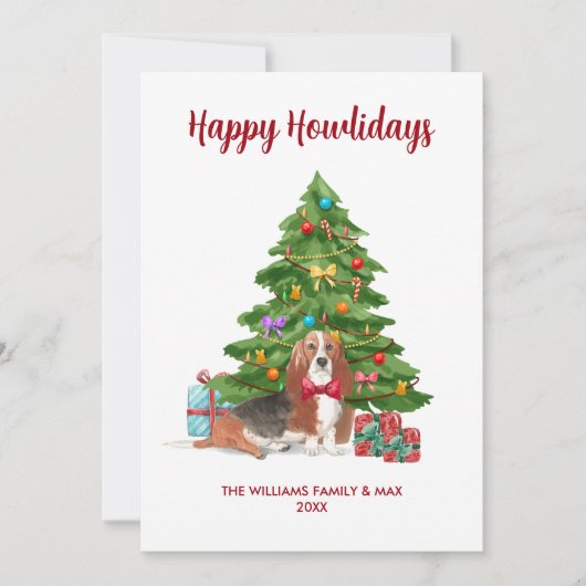 Schattigee Basset Hound Dog Family Kerstmis Feestdagenkaart (Voorkant)