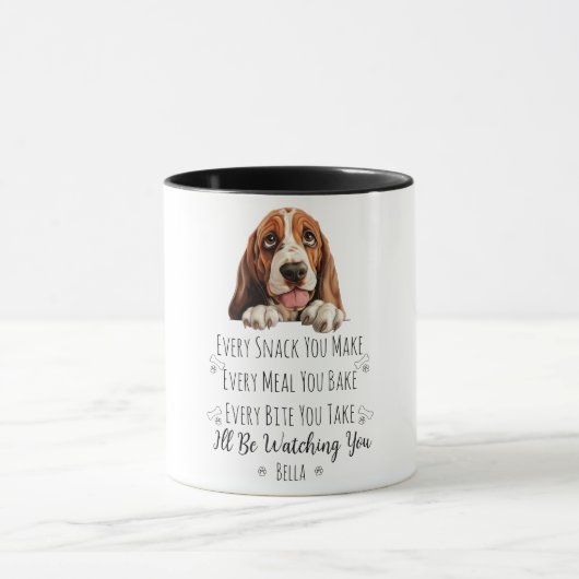Schattigee Basset Hound Dog Funny Custom Mok (Midden)