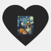 Schattigee Basset Hound Dog Halloween Jack O Lante Hart Sticker (Voorkant)