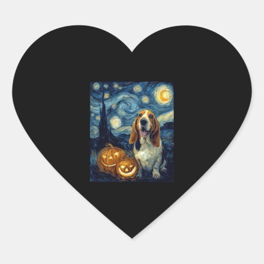 Schattigee Basset Hound Dog Halloween Jack O Lante Hart Sticker (Voorkant)