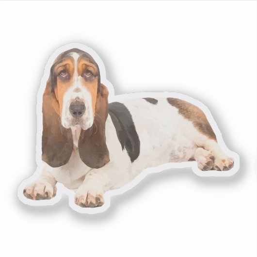 Schattigee Basset Hound Hondenras Shape Sticker (Voorkant)