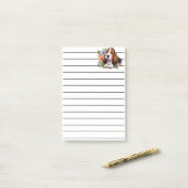 Schattigee Basset Hound Puppy Zittend Met Bloemen Post-it® Notes (Op bureau)