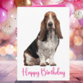 Schattigee Basset Hound Verjaardag Pink Dog Mom Kaart