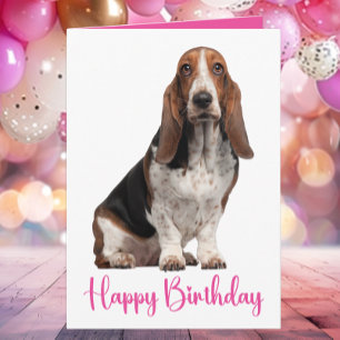 Schattigee Basset Hound Verjaardag Pink Dog Mom Kaart