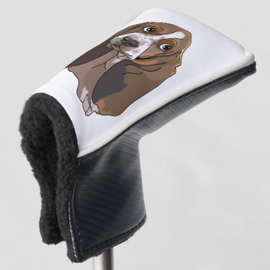 Schattigee Basset-puppy Golfheadcover (3/4 voorkant)