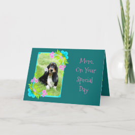Schattigee Basset Puppy Op Bloemrijke Moederdag Ka Kaart