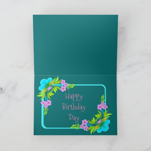 Schattigee Basset Puppy Op Bloemrijke Verjaardag D Kaart (Binnen)