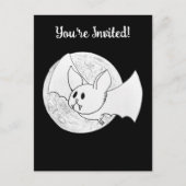 Schattigee Bat en Volle Maan Halloween Briefkaart (Voorkant)