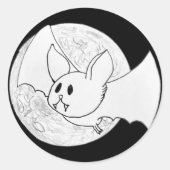 Schattigee Bat en Volle Maan Halloween Ronde Sticker (Voorkant)