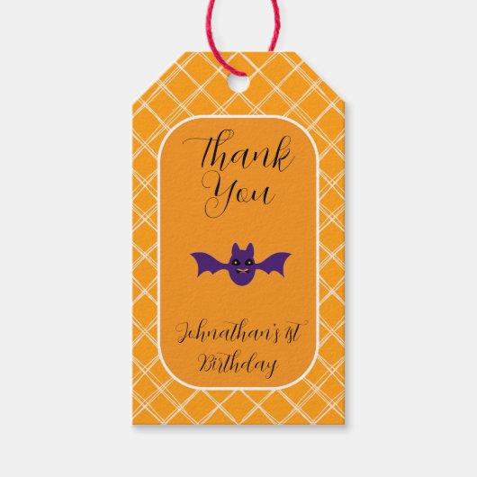 Schattigee Bat Halloween Verjaardagsfeest Favoriet Cadeaulabel (Voorkant)