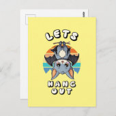 Schattigee Bat Hanging en Retro Sunset | Laten we  Briefkaart (Voorkant / Achterkant)