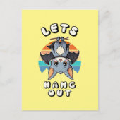 Schattigee Bat Hanging en Retro Sunset | Laten we Briefkaart (Voorkant)