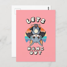 Schattigee Bat Hanging en Retro Sunset | Laten we 