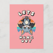Schattigee Bat Hanging en Retro Sunset | Laten we  Briefkaart (Voorkant)