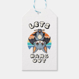 Schattigee Bat Hanging en Retro Sunset | Laten we  Cadeaulabel