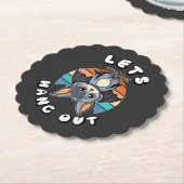 Schattigee Bat Hanging en Retro Sunset | Laten we Kartonnen Onderzetters (Gekanteld)