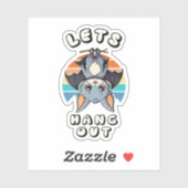 Schattigee Bat Hanging en Retro Sunset | Laten we  Sticker (Vel)