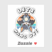 Schattigee Bat Hanging en Retro Sunset | Laten we Sticker (Vel)