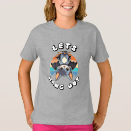 Schattigee Bat Hanging en Retro Sunset | Laten we  T-shirt