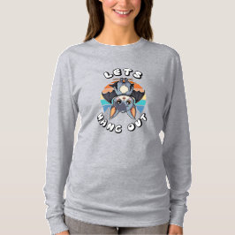 Schattigee Bat Hanging en Retro Sunset | Laten we  T-shirt