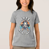 Schattigee Bat Hanging en Retro Sunset | Laten we Tri-Blend Shirt (Voorkant)