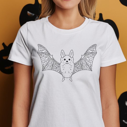 Schattigee Bat Minimal Line Art Halloween T-shirt