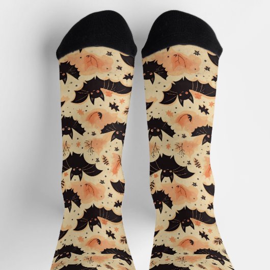 Schattigee Bat Retro Halloween Pattern Sokken (Top)