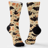 Schattigee Bat Retro Halloween Pattern Sokken (Gebogen)