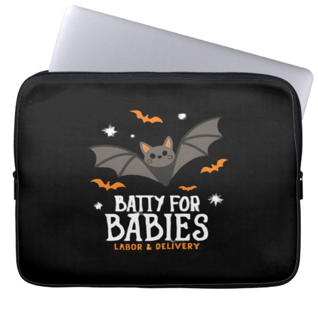 Schattigee Batty voor baby's Arbeid en bevalling V Laptop Sleeve (Voorkant)